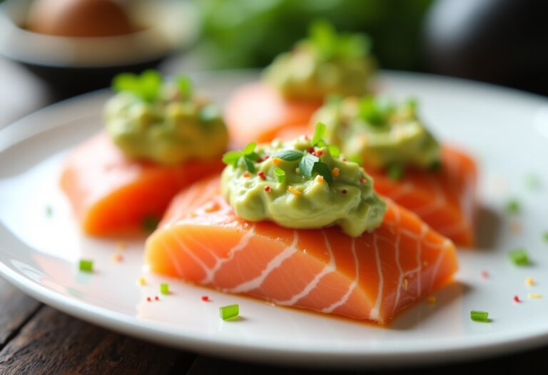 Antipasto di salmone affumicato con avocado fresco