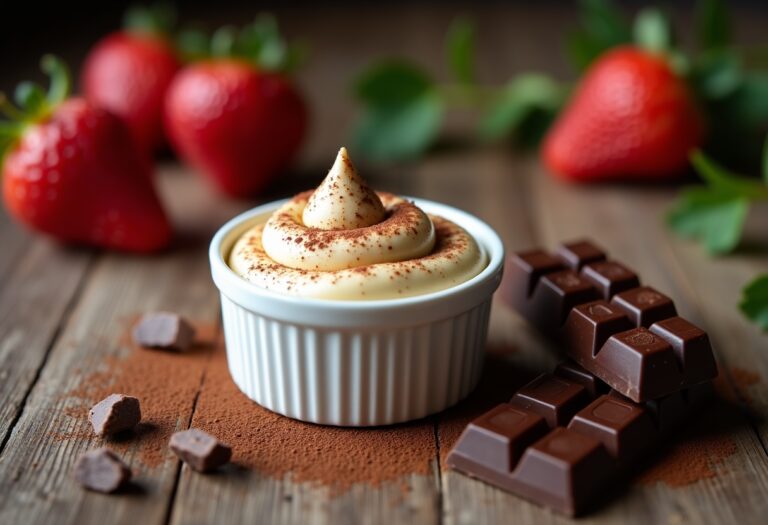 Crema pasticcera al cioccolato in una ciotola