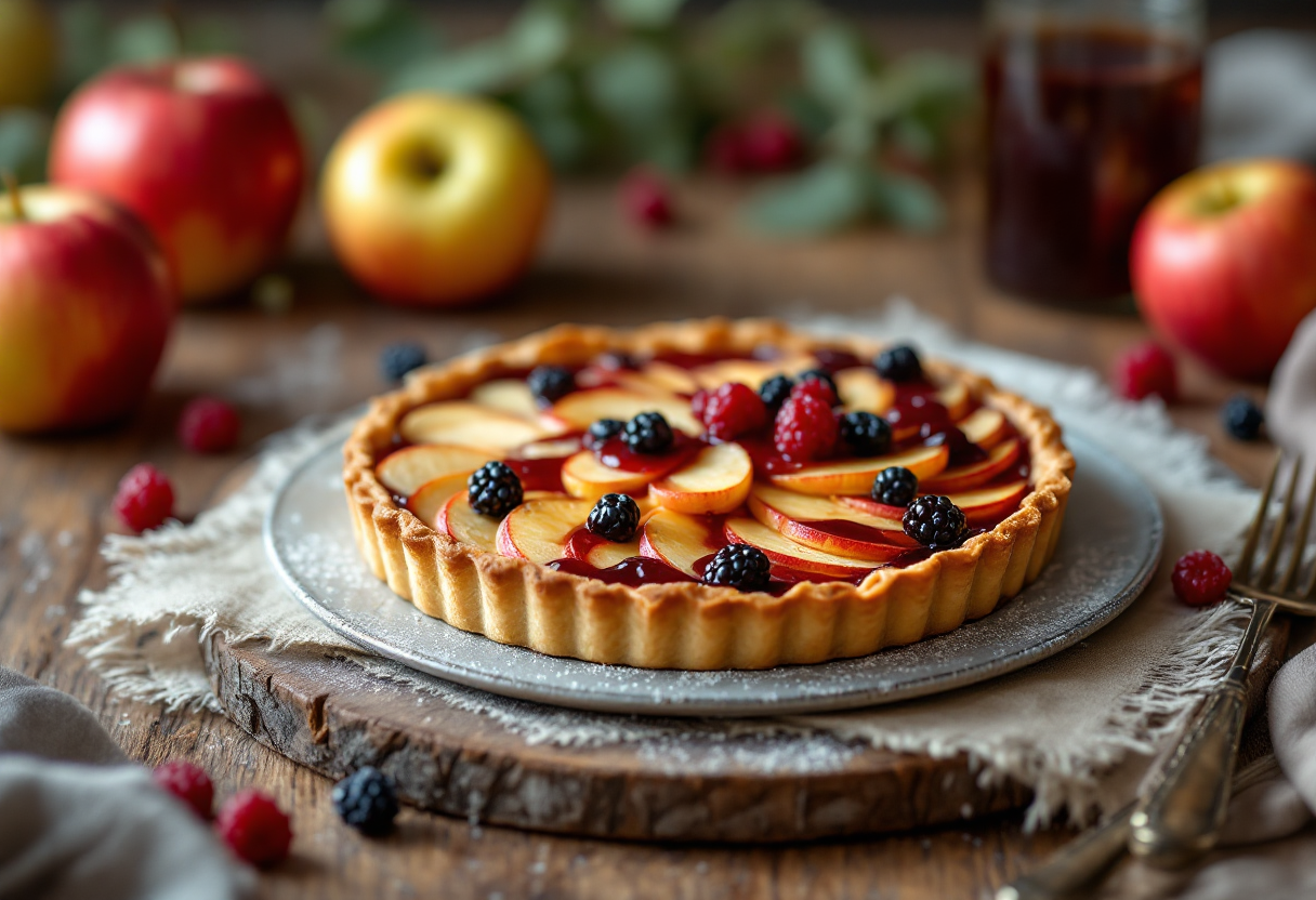 Crostata di mele con confettura di frutti di bosco