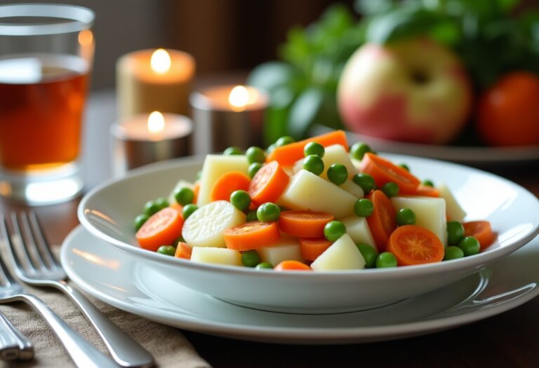 Insalata russa servita in un piatto elegante per le feste