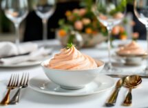 Mousse di salmone servita in un elegante piatto