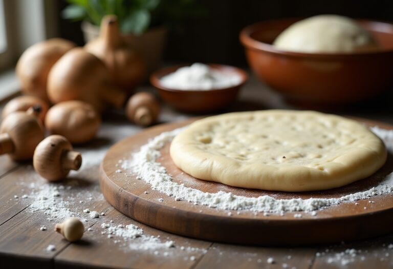 Pizza con funghi porcini freschi e formaggio filante