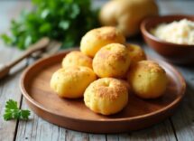 Polpette di patate al forno servite su un piatto