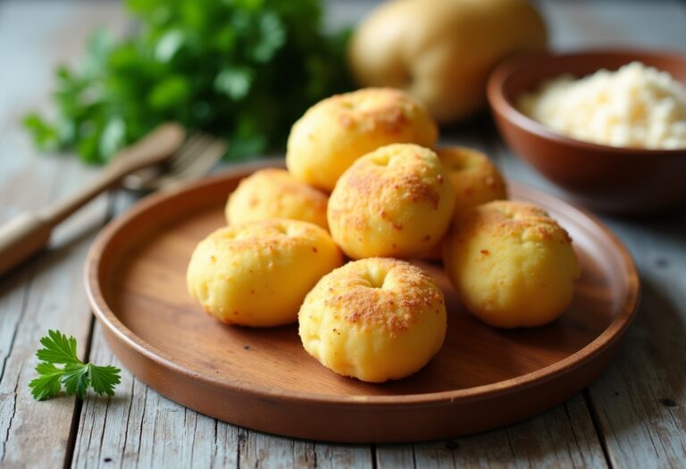 Polpette di patate al forno servite su un piatto