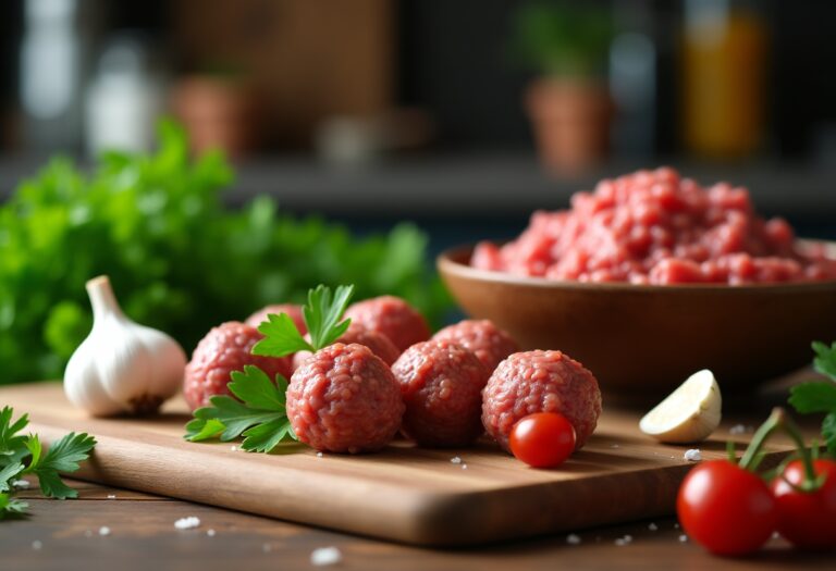 Deliziose polpette pronte da gustare con contorni