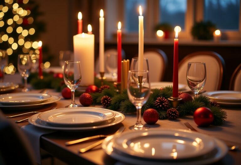 Immagine di un pranzo di Natale con piatti tradizionali