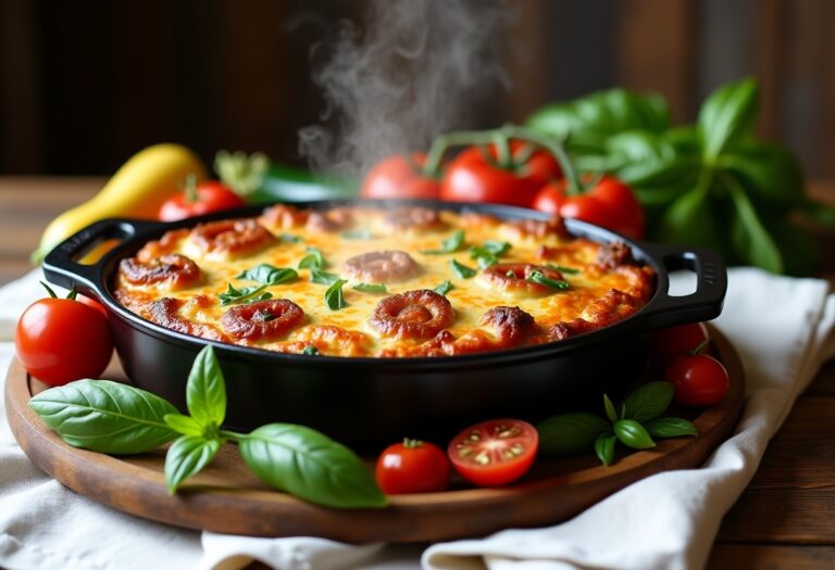 Sformato di melanzane appena sfornato con formaggio