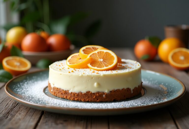 Deliziosa torta al mascarpone decorata con frutta