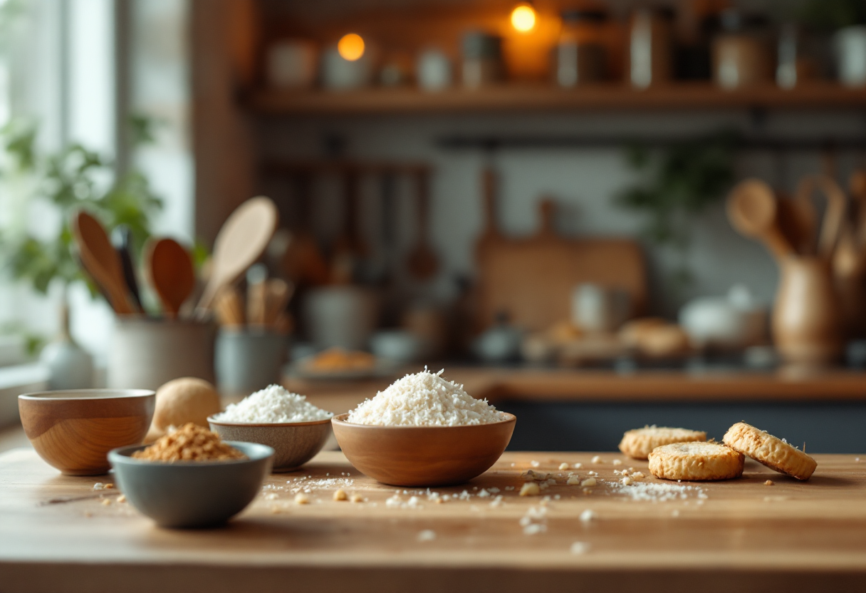 Biscotti al cocco freschi e deliziosi su un piatto