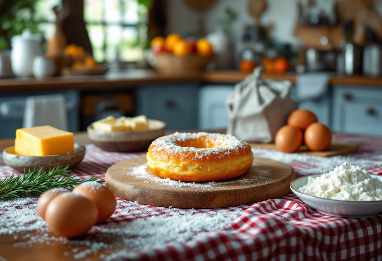 Ciambella al formaggio servita su un piatto elegante