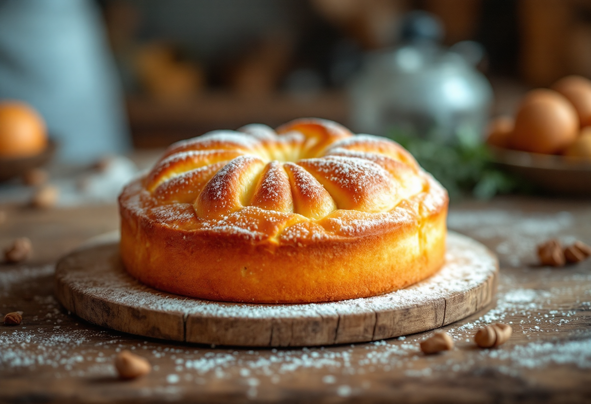 Ciambellone della nonna appena sfornato su un piatto