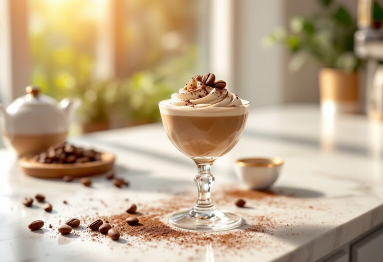 Deliziosa mousse al caffè servita in un bicchiere