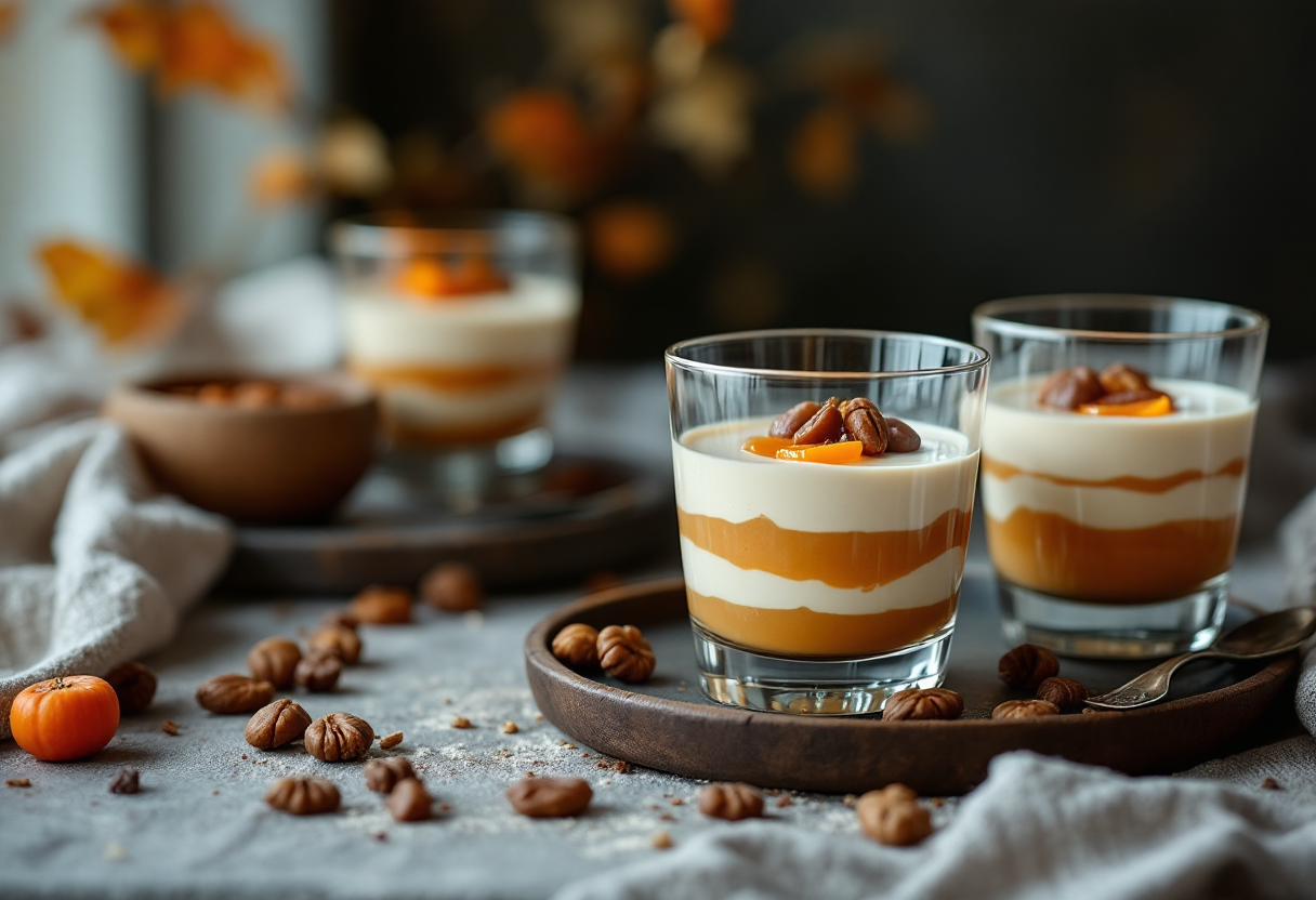 Bicchierini di mousse di marroni con marmellata di mandarini