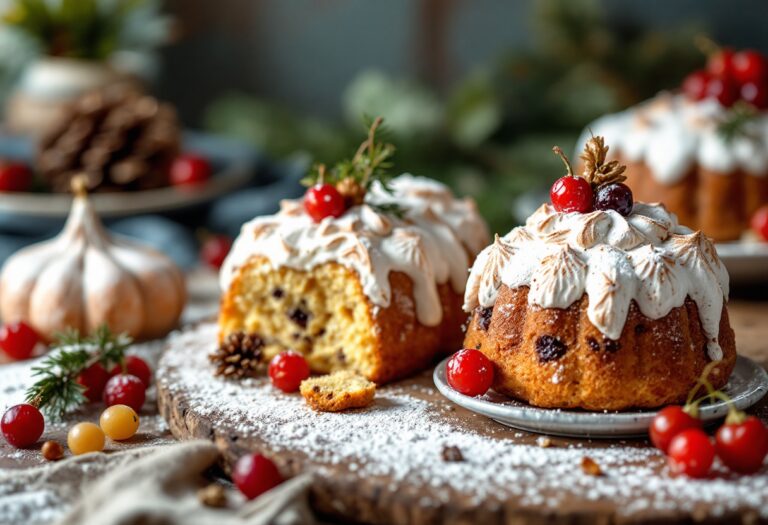 Deliziosi panettoncini meringati decorati per Natale