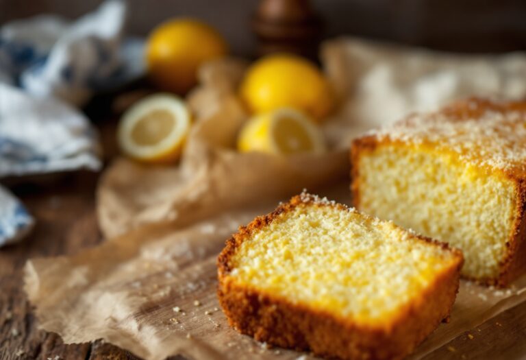 Plumcake al limone appena sfornato su un piatto