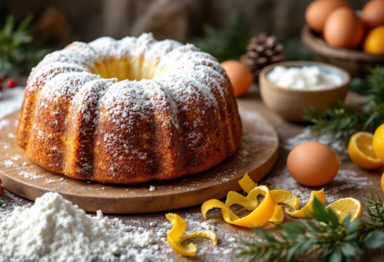 Panettone tradizionale appena sfornato in casa