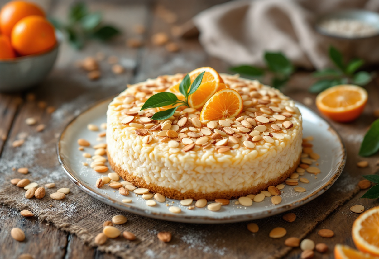 Deliziosa torta di riso con clementine e mandorle toscane