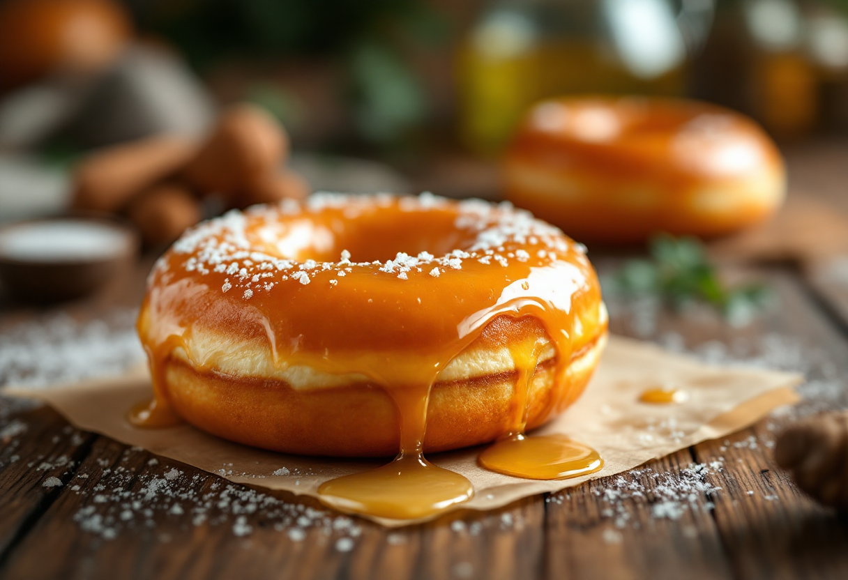 Ciambella al miele appena sfornata su un piatto