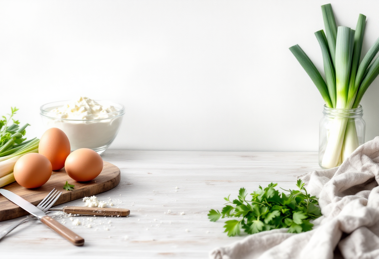 Frittata di porri e ricotta servita su un piatto