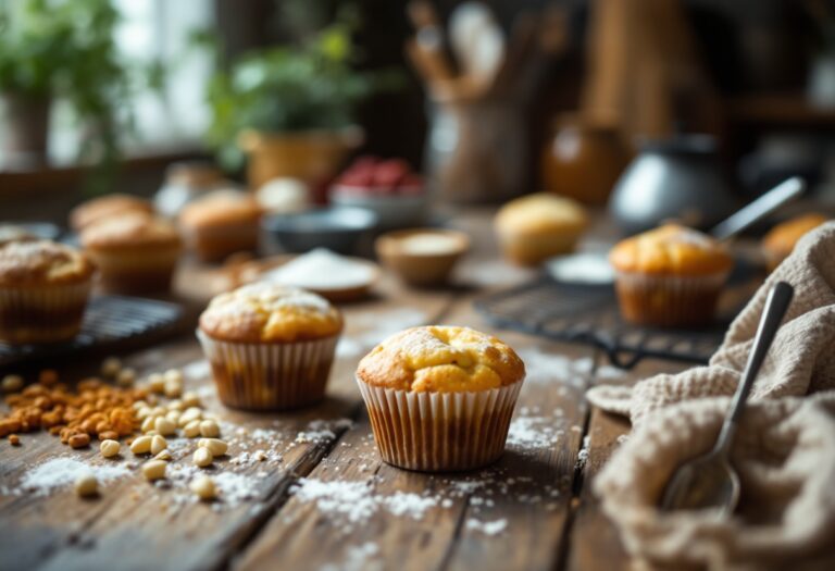 Muffin bicolore appena sfornati su un piatto