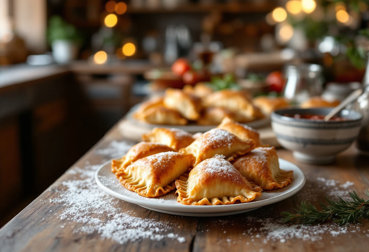 Panzerotti farciti con scarola, un piatto tipico italiano