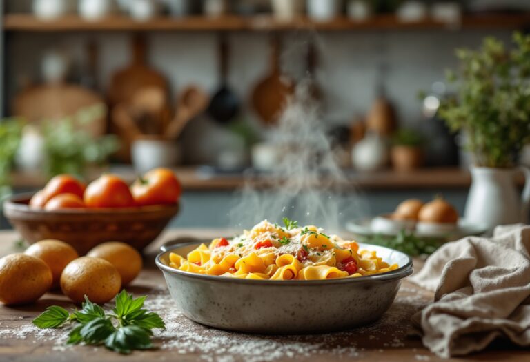 Pasta al forno con patate, un piatto delizioso