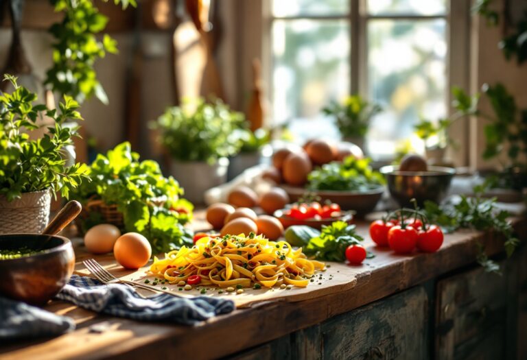 Pasta all'uovo con pesto di pistacchio fresco e colorato