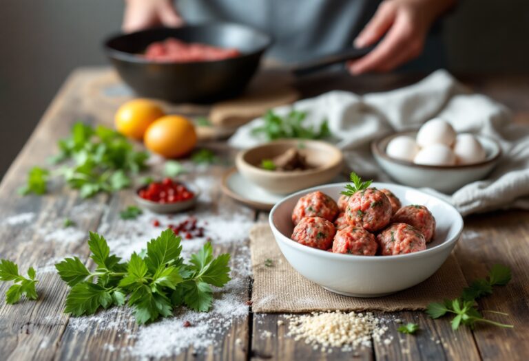 Polpette senza carboidrati servite con contorni freschi