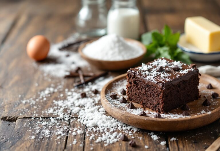 Torta deliziosa con strati di vaniglia e cioccolato