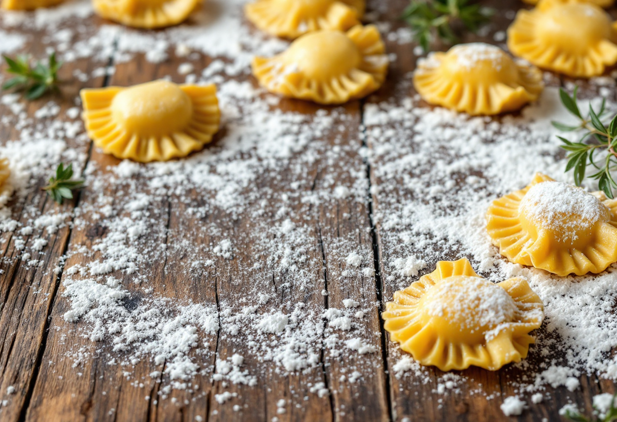 Deliziosi tortelloni ripieni di patate e formaggio