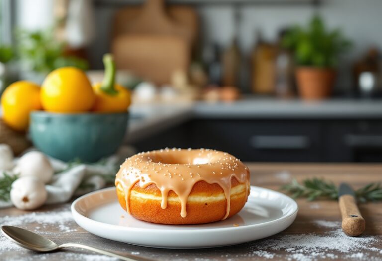 Ciambella soffice al mascarpone con decorazione di zucchero a velo