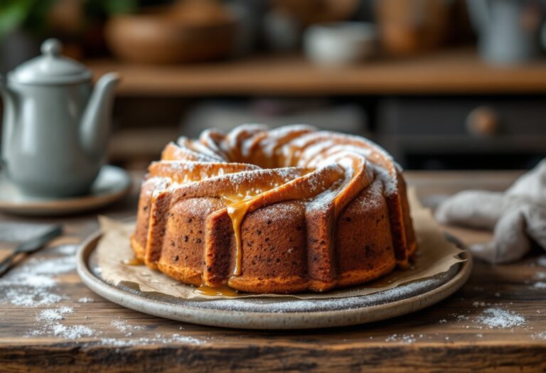 Plumcake al caffè appena sfornato su un piatto