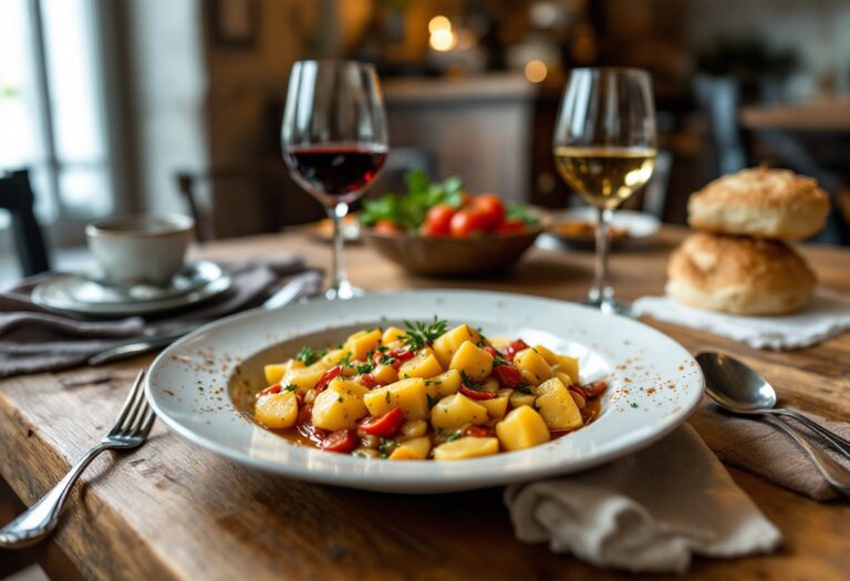 Sformato di patate e ceci servito in un piatto