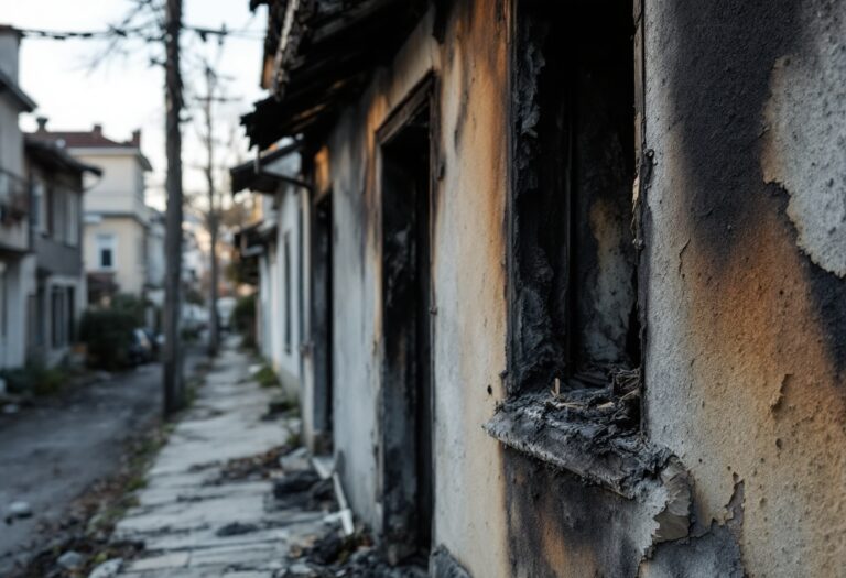 Intervento dei vigili del fuoco durante incendio in via Mazzini